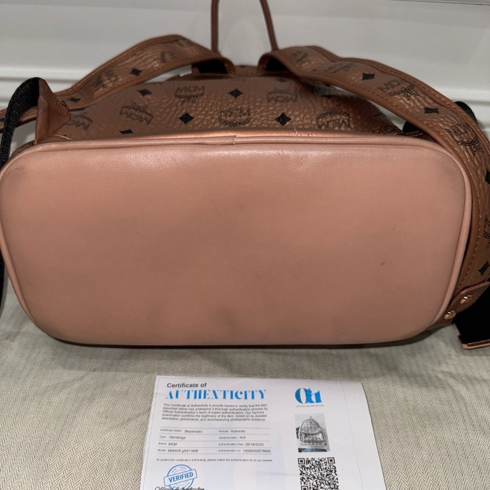 MCM Viestos Small Limited Edition Metallic Rose Studded Backpack $1080 - Picture 6 of 14